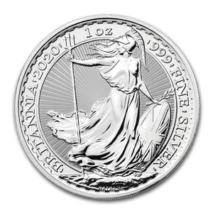 ●イギリス　2020年　ブリタニア女神像　2ポンド銀貨　1オンス