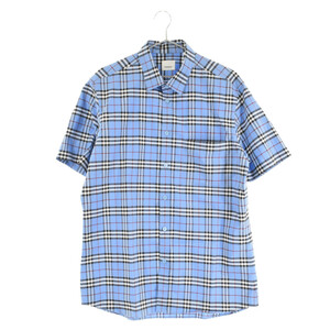 BURBERRY バーバリー Classic Shirt in BLUE タータンチェック ハーフスリーブシャツ 半袖 ブルー 8018638