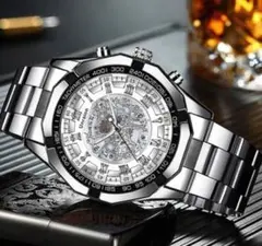T110 新品 p1yvi3 彫スケルトン 腕時計 メンズ ラグジュアリー 白