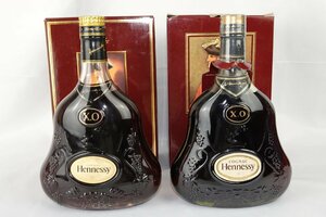 【未開栓 古酒】Hennessy XO COGNAC ヘネシーXO 金キャップ グリーンボトル/クリアボトル ブランデー 700ml 40% 本体・箱 計2点 良品☆アコ