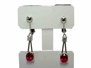 ビルマ産ルビー ダイヤモンド イヤリング Pt900 4.2g GIA鑑別書付き　Jewelry Burma Ruby1.03ct×2 Dia0.17ct×2 Earring