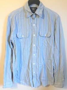 RRL ダブルアールエル ドビーストライプ ワークシャツ S ブルー STRIPE WORK SHIRTS 国内正規品 POLO RALPH LAUREN ラルフローレン 長袖