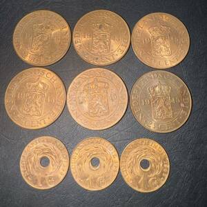 オランダ領東インド　貨幣　9枚まとめて　アンティーク　古銭　銅貨　未使用
