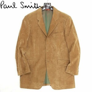 ◆Paul Smith ポールスミス ベロア ベルベット 3釦 ジャケット キャメル XL