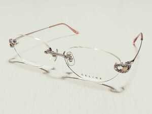 新品　CELINE　セリーヌ　日本製　ブランド　メガネ　眼鏡　高級感　オシャレ　上品　ツーポイント　チタン　軽い　ピンク　キラキラ　ロゴ