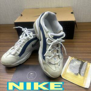 靴 ◆ NIKE ◆ AIR スニーカー 24.5cm 白ｘネイビー ◆ ナイキ ◆ シューズ 現状品