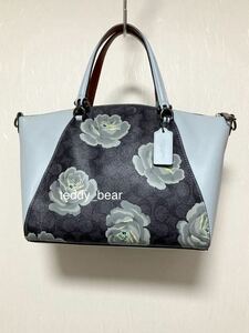 レア　希少　美品　COACH コーチ　プレーリー　サッチェル　シグネチャー　ローズプリント　ショルダーバッグ　ハンドバッグ　薔薇　花柄