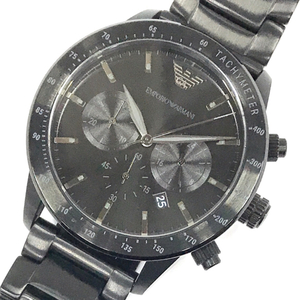 エンポリオアルマーニ マリオ クロノグラフ 腕時計 AR-11242 稼働品 メンズ 黒 ブラック 付属品あり 純正ブレス