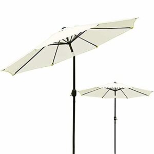 1 個のガーデンパラソル傘、傾斜サンシェード傘、8 つの頑丈なリブ付き防水日焼け防止日傘