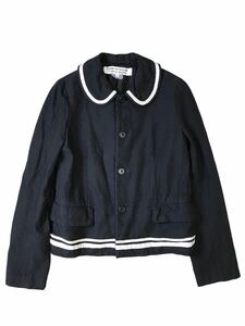 (D) COMME des GARCONS COMME des GARCONS コムデギャルソン コムコム 15AW コレクション着用 ウール 丸襟 長袖ジャケット S ネイビー