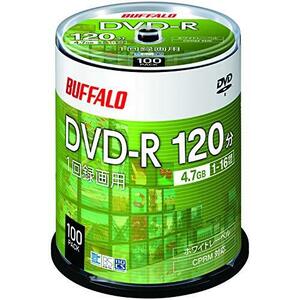 バッファロー DVD-R 1回録画用 4.7GB 100枚 スピンドル CPRM 片面 1-16倍速 【 ディーガ 動作確認済み 】 ホワイト