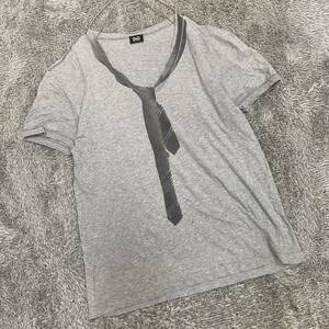 DOLCE&GABBANA ドルチェアンドガッバーナ Tシャツ 半袖カットソー Vネック グレー 灰色 メンズ トップス 最落なし （G19）
