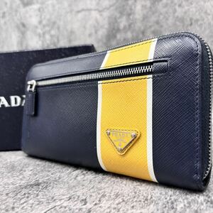 定価15万円 付属品完備プラダ PRADA 2ML034 サフィアーノ ラウンドファスナー 長財布 バイカラー 入手困難 希少 ユニセックス 大人気