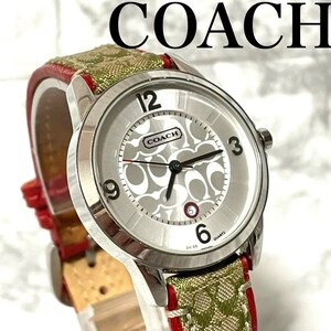 稼動品　COACH コーチ　シグネチャー文字盤　腕時計　キャンバスベルト