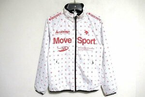 N6187:DESCENTE（デサント）MOVESPORTウインドブレーカージャケット/白×赤柄/M：35