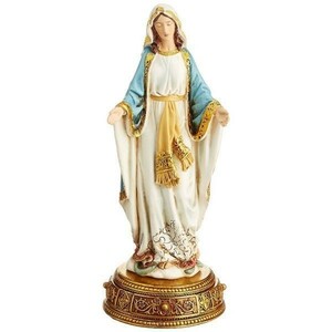 引き出し付きゴールドベースの聖母マリア像、彫像 オブジェ 高さ約26ｃｍ/ カトリック教会(輸入品
