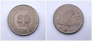 アンティーク！シンガポール　50セントコイン　1970年　カサゴ　直径27.6mm / 重さ9.32g　海外・世界貨幣【SB00945S7-08】
