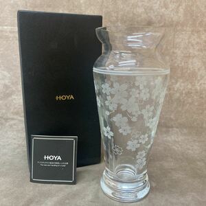 美品 HOYA 花瓶 桜 ガラス製 フラワーベース 花びん インテリア 高さ約25cm シンプル 重厚感 インテリア 飾り