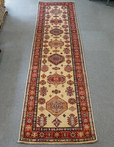 298×81cm 廊下敷きアフガニスタン 手織り絨毯 ガズニーウール ペルシャ絨毯 