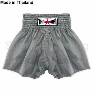 新品 THAISMAI ムエイタイ キックボクシング パンツ XLサイズ ユニセックス グレー ショーツ ボクシング MMA 格闘技 スポーツ グローブ