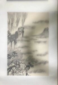 新品　肉筆 全体　水墨画　風景画 中国　外寸　幅104cm65m、内側68cm45cm