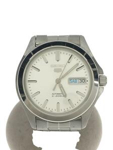 SEIKO◆SEIKO 5/自動巻腕時計/アナログ/裏スケ/WHT/SLV/7S26-03T0