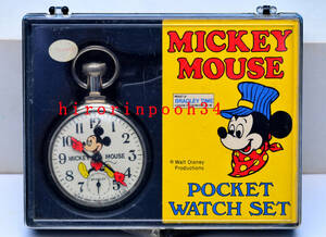 ヴィンテージ　BRADLEY　1976年　ミッキーマウス　PW時計　蒸気機関車　ディズニー　クロームタイプ　BOX