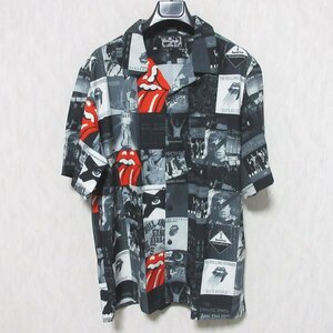 未使用 THE ROLLING STONES JACKROSE ジャックローズ×ザローリングストーンズ 半袖 オープンカラーシャツ 274804J 5 ブラック×グレー ◆