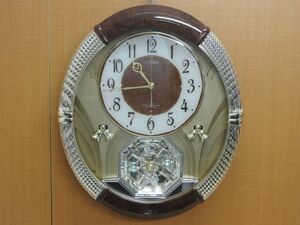 中古 シチズン 4MN430-N23 木目仕上(白) パルミューズルミエルN 電波時計 掛時計