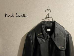 ◯ Paul Smith ファーストライン ハイネック レザー ジャケット / ポールスミス ライダース シングル ブラック 黒 S Mens #Sirchive