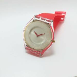 ○SWATCH skin スウォッチ 赤/腕時計/電池交換済み/ベルト交換済み