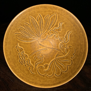 唐代　寿州窯　花紋古磁碗