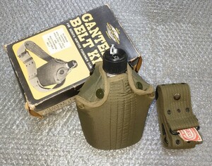 ②未使用 当時物 超長期保管 デッドストック CANTEEN BELT KIT アルミボトル 水筒 軍 ハンター 釣り キャンプ ビンテージ 容量不明