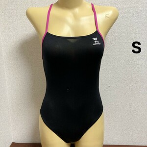 C412TYR♪ストレッチ♪ピンクのパイピングブラックのスポーティー女子競泳水着♪アンダーやコレクションや撮影会にも♪サイズS