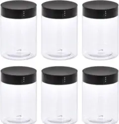 クリア 6個 プラスチック 容器 缶 丸い 瓶 ネジトップ蓋 コンテンナー