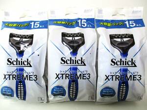 ★おまとめセット★Schick(シック)★シック エクストリーム3/15本入★大容量サイズ/髭剃り・カミソリ★1袋15本入り×3個★新品未開封品★