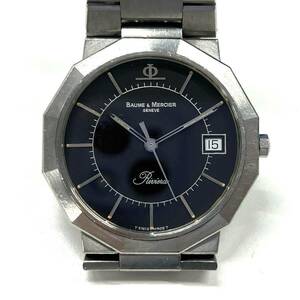 R610-W11-739 ◎ BAUME＆MERCIER ボーム＆メルシエ リビエラ A5112 メンズ 腕時計 クオーツ デイト ブラック文字盤③