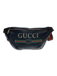 GUCCI◆ベルトバッグ/レザー/BLK/無地