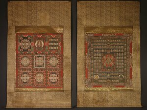 【伝来_弐】dr2145 大幅 仏画 双幅 両界曼荼羅 江戸時代中期 金剛界曼荼羅 胎蔵界曼荼羅 中国画