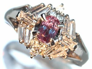 ML10367D【1円～】新品【RK宝石】希少宝石 極上アレキサンドライト 大粒0.43ct!! 極上ダイヤモンド 総計0.56ct Pt900 高級リング ダイヤ