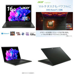 Acer（エイサー） Swift Edge 16 SFE16-43-A76ZJ/ K 有機EL OLED 3200x2000 軽量1.23kg 16.0型 Ryzen7/ メモリ 16GB/ SSD 1TB/ OLED) 