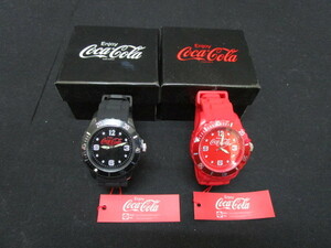 【匿名配送】コカコーラ シリコン腕時計 赤・黒 セット 未使用品