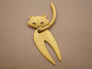 【3332】ゴールドカラー 猫 ネコ ねこ ヴィンテージ ビンテージ ブローチ アクセサリー TIA