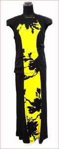 Bana8・衣類◆美品◆LEONARD/レオナール イタリア製 ロングワンピース イエロー×ブラック 42