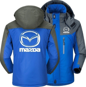 Hooded Car Clothes Mazda Car Logo Windbreaker Outdoor Autumn Winter Fleece Thick Warm Jackets Men Plus Size