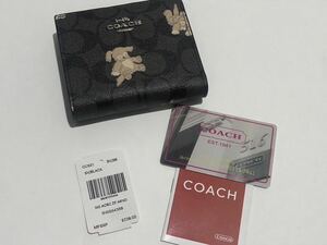 ［1円スタート］COACH コーチ　折財布　二つ折り　ブラック系マルチカラー　新品未使用　cc921