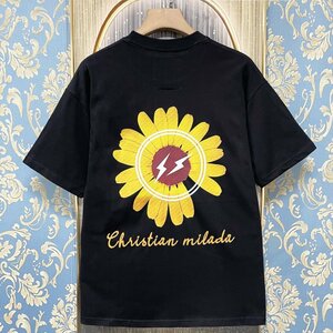 定価2万★christian milada・ミラノ発・半袖Tシャツ★上品 ナチュラル ゆったり 快適 スウェット デイジー柄 可愛い 定番 男女兼用 夏 XL