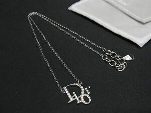 1円 ChristianDior クリスチャンディオール ラインストーン ネックレス ペンダント アクセサリー レディース シルバー系 AY3530