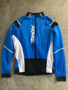 イタリア製 SANTINI サイクリング シャツ サイクル 後ろポケット ヴィンテージ 古着 made in Italy 自転車 ブルー ブラック サンディーニ