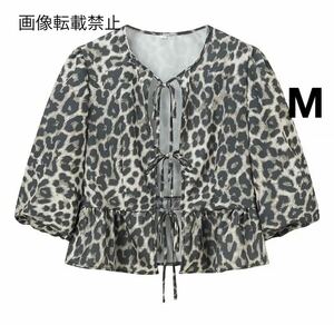 vintage ヴィンテージ レトロ レオパード 豹柄 ブラウス トップス Mサイズ レディース★ZARA 好きな方に★2024 S/S 春新作 新品未使用★